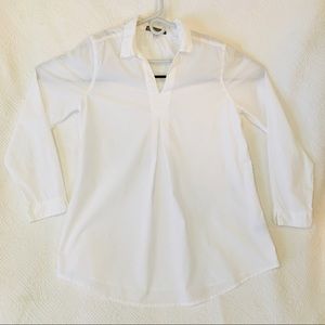 Womens Garnet Hill Lightweight White Cotton Blouse